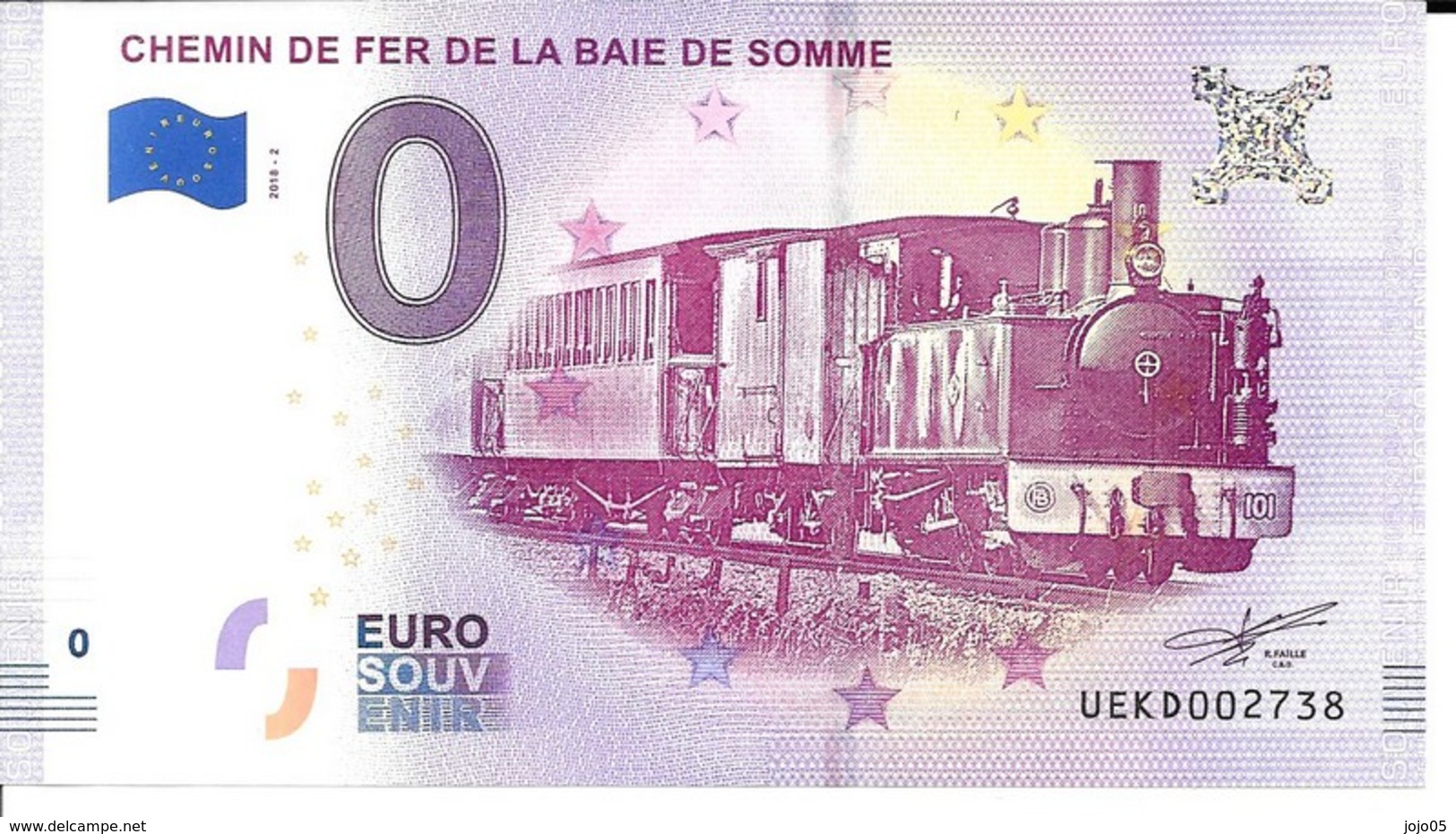 Billets Touristique 0 Euro 2018 Chemin De Fer De La Baie De Somme  Nr 2738 Neuf - Fictifs & Spécimens