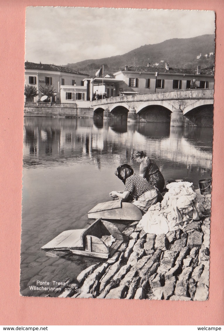 OUDE KAART  ZWITSERLAND - SCHWEIZ - SUISSE -   PONTE TRESA - WASSENDE VROUWEN - Ponte Tresa