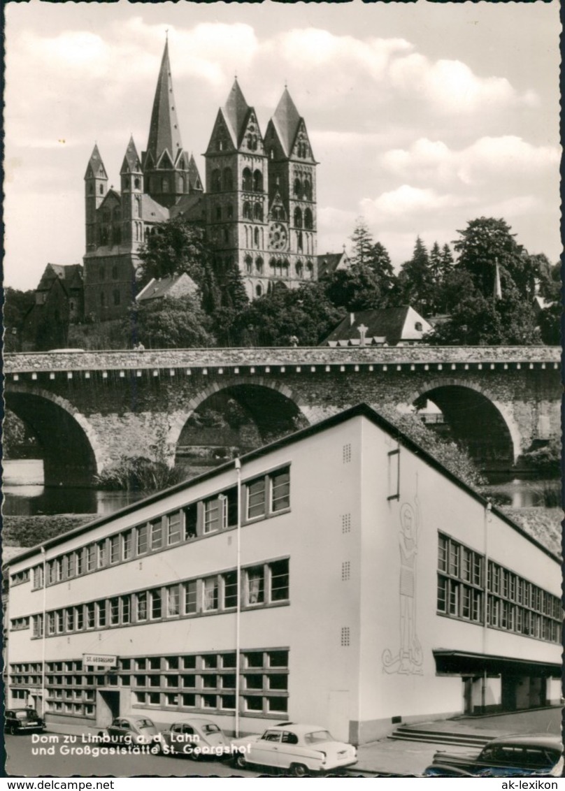 Limburg (Lahn) Großgaststätte St. Georgshof Brücke Autos Ua. VW Käfer 1961 - Limburg