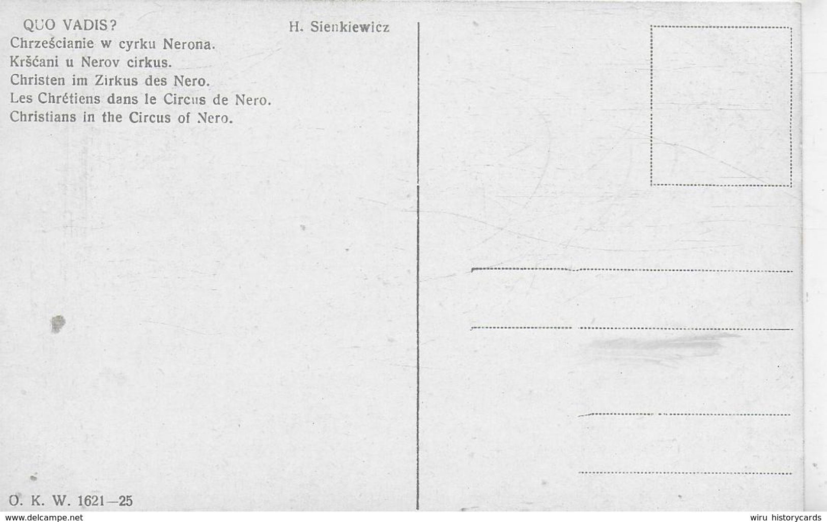 AK 0253  Sienkiewicz , H. - Quo Vadis ? / Christen Im Zirkus Des Nero Ca. Um 1920 - Schilderijen