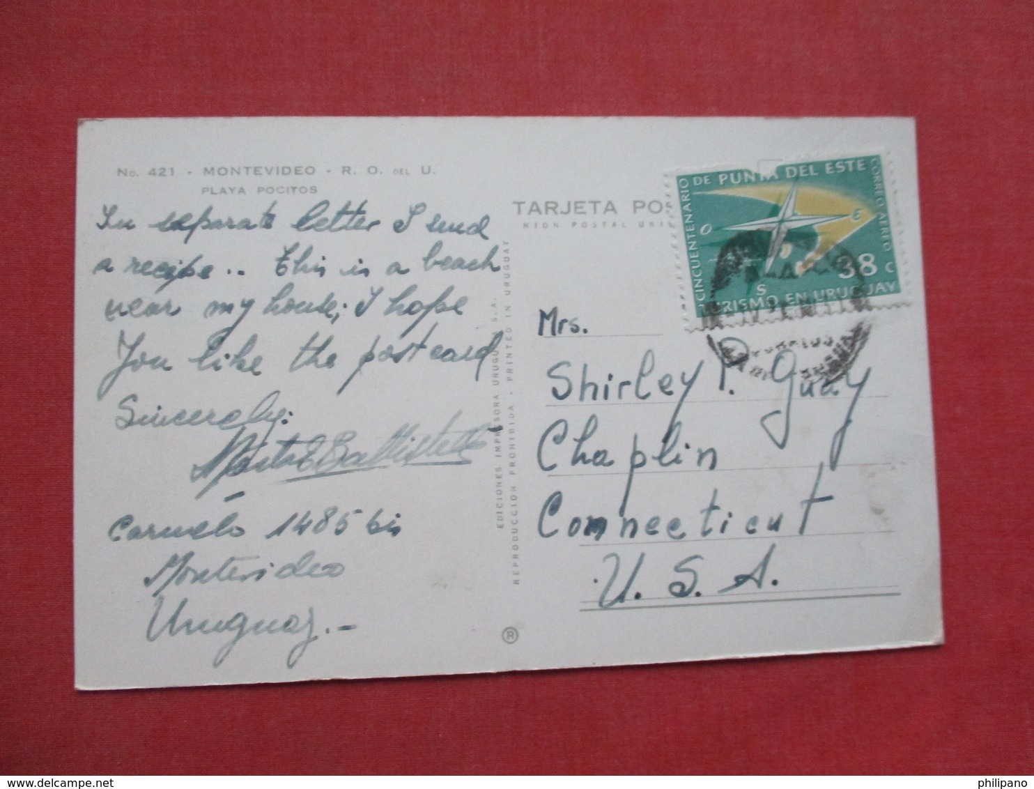 Uruguay Montevideo Playa Pocitos    Stamp  & Cancel   -ref 3411 - Uruguay