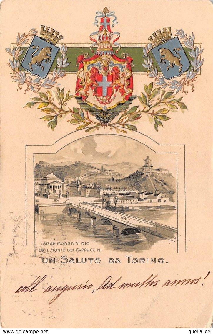 1186 "TORINO - GRAN MADRE DI DIO E MONTE DEI CAPPUCCINI - FREGI IN RILIEVO"  CART SPED - Églises