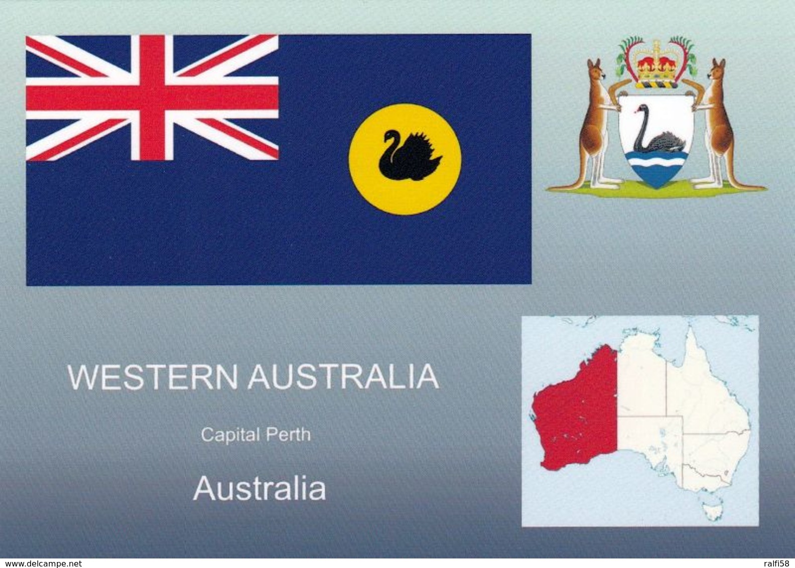 1 AK Western Australia * Die Karte Zeigt Die Flagge, Das Wappen Und Die Position Von Western Australia In Australien * - Sonstige & Ohne Zuordnung