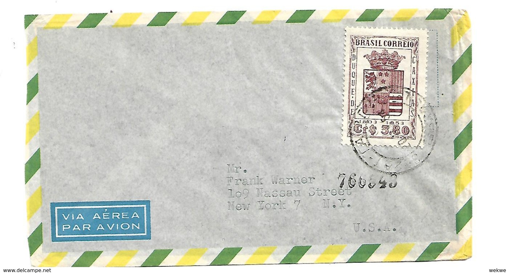 Bra158 / BRASLIEN - Wappen, Herzog Von Caxcias 1953 (Heraldik) - Storia Postale