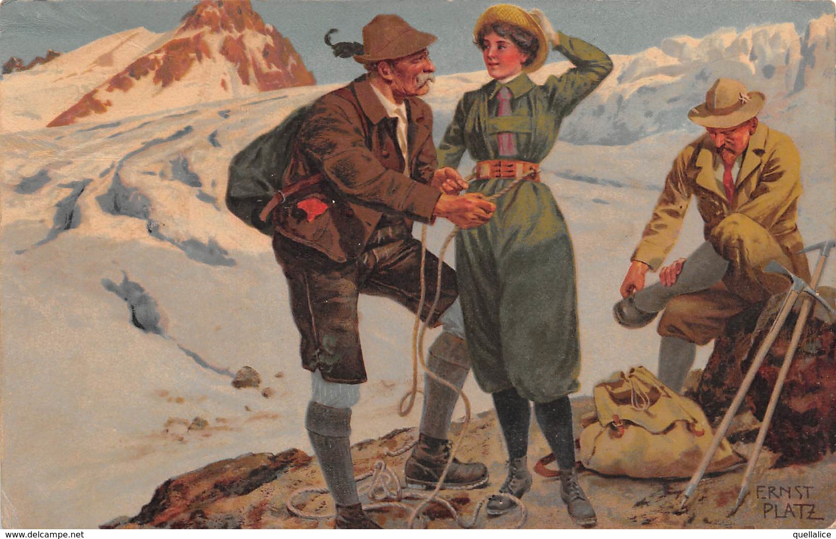 1196 "UNA GITA IN MONTAGNA"  ANIMATA. CART  SPED 1914 - Alpinisme