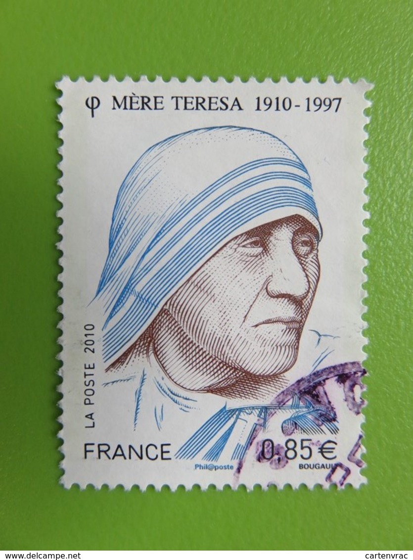 Timbre France YT 4455 - Personnalité - Mère Teresa - Portrait - 2010 - Oblitérés