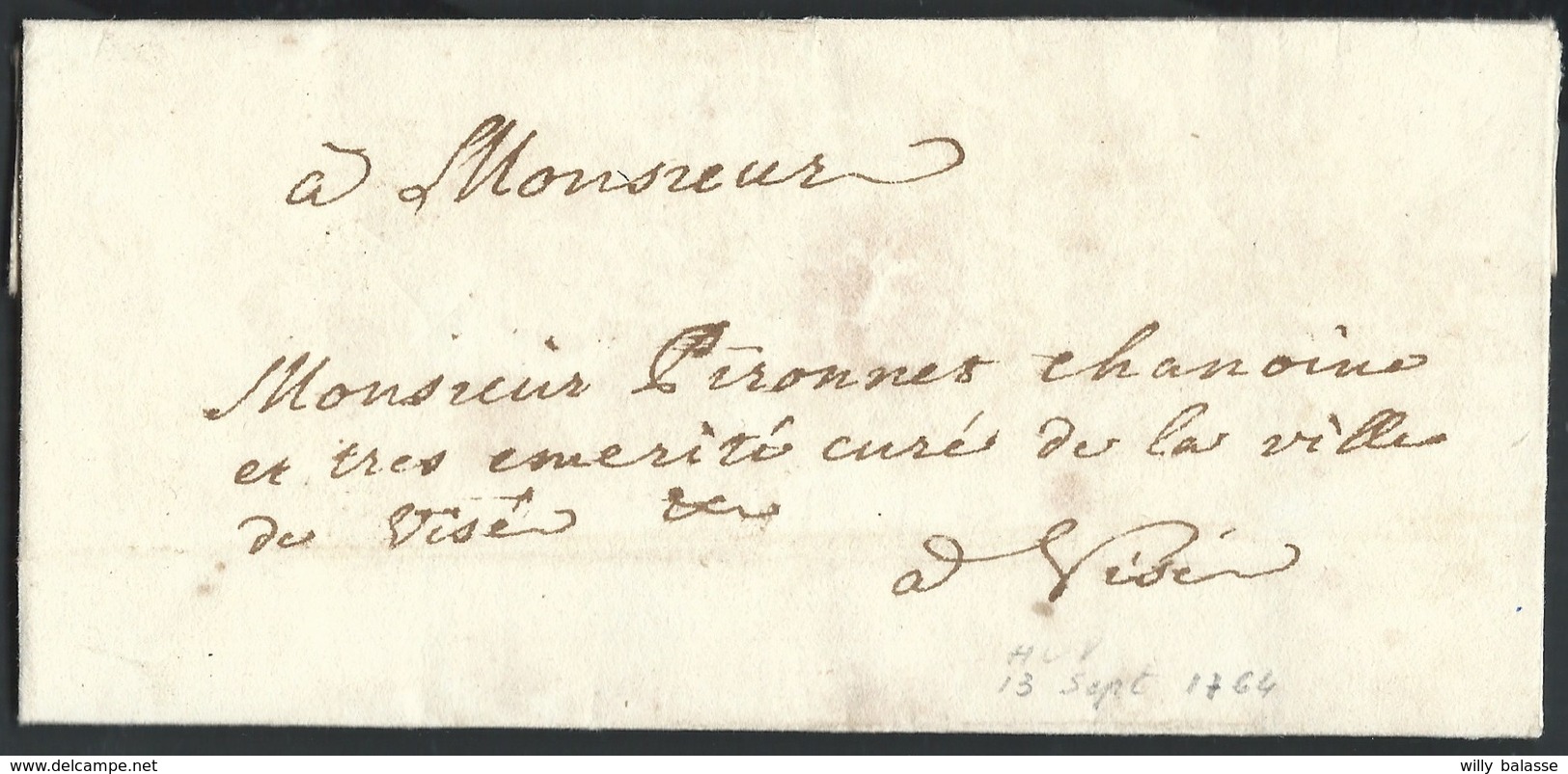 L. Datée De Huy 13/9/1764 Pour Le Curé De Visé. - 1714-1794 (Paises Bajos Austriacos)