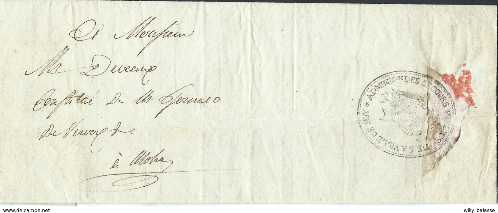 L. De Huy 1806 En Franchise Cachet "ADMINISon Des Secours Publics De La Ville De Huy" Pour Moha - 1794-1814 (Franse Tijd)