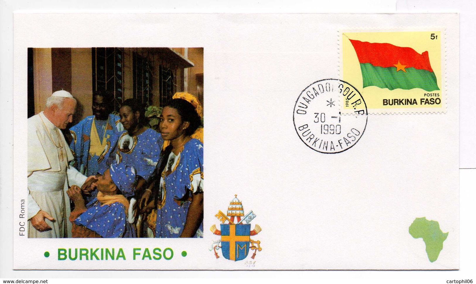 - BURKINA FASO - FDC VISITA Di S.S. GIOVANNI PAOLO II (Pape Jean-Paul II) - OUAGADOUGOU 30.1.1990 - - Popes