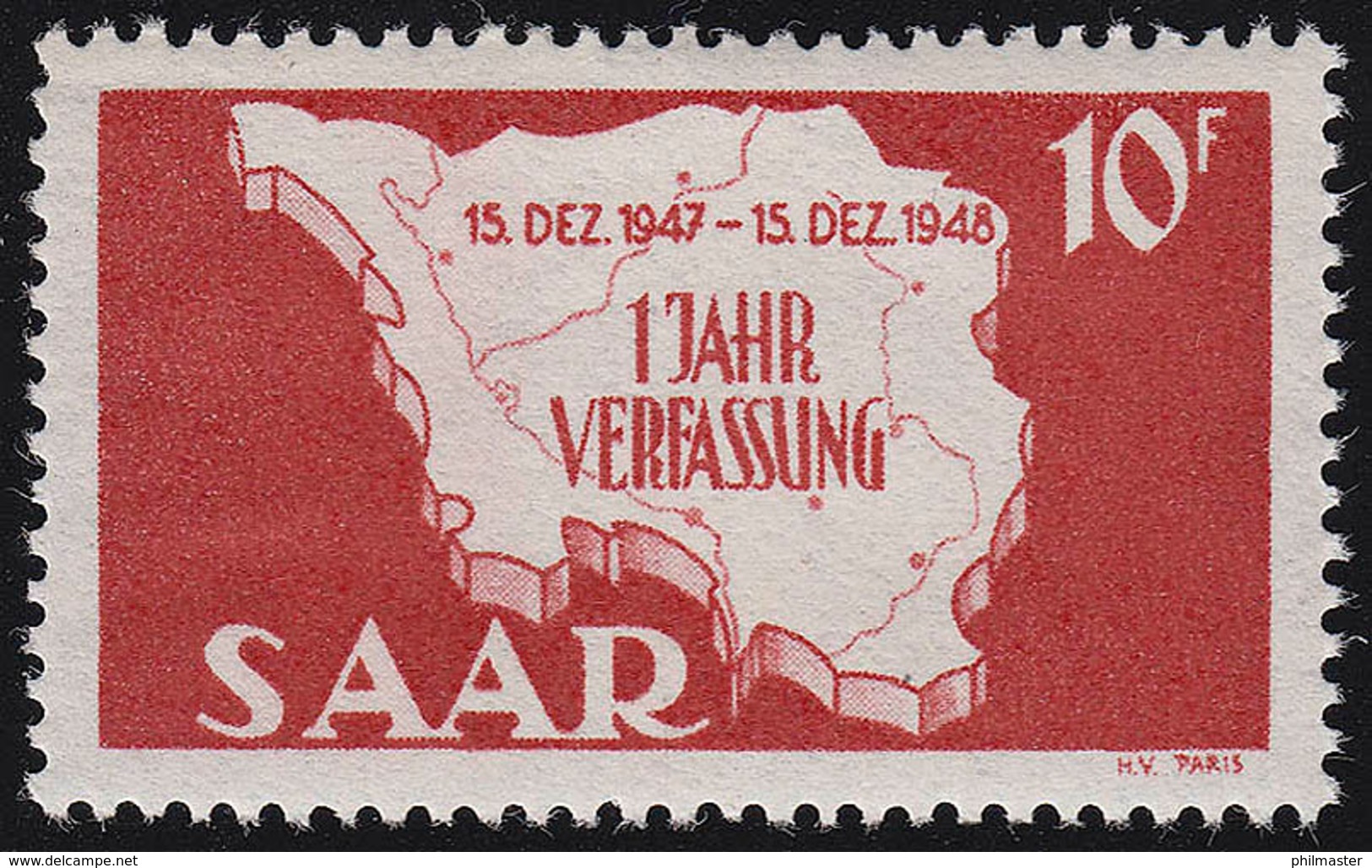 Saarland 260 I Verfassung 10 Fr, Type I, ** - Altri & Non Classificati