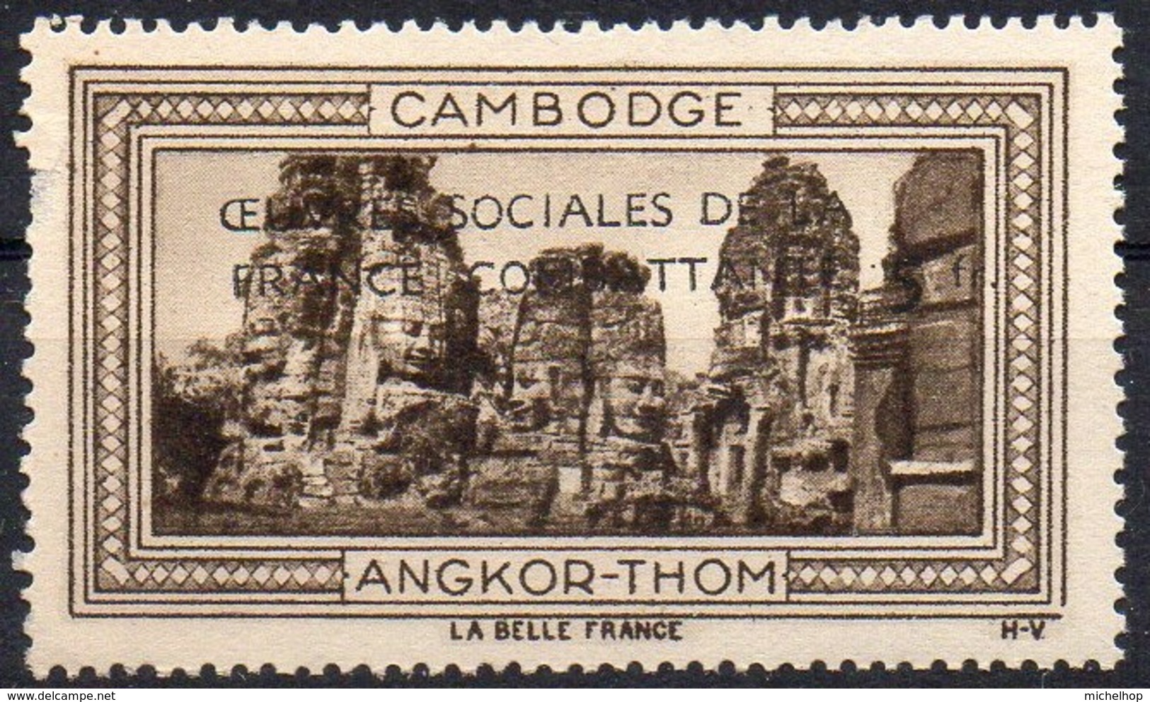 Vignette CAMBODGE - ANGKOR-THOM (Oeuvres Sociales De La France Combattante) - Neuve Avec Charnière / Mint Hinged - Turismo (Vignette)