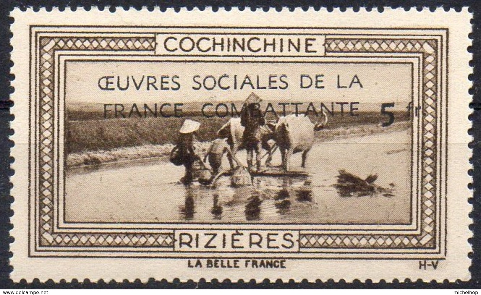 Vignette COCHINCHINE - RIZIERES (Oeuvres Sociales De La France Combattante) - Neuve Sans Charnière / Mint Never Hinged - Turismo (Viñetas)