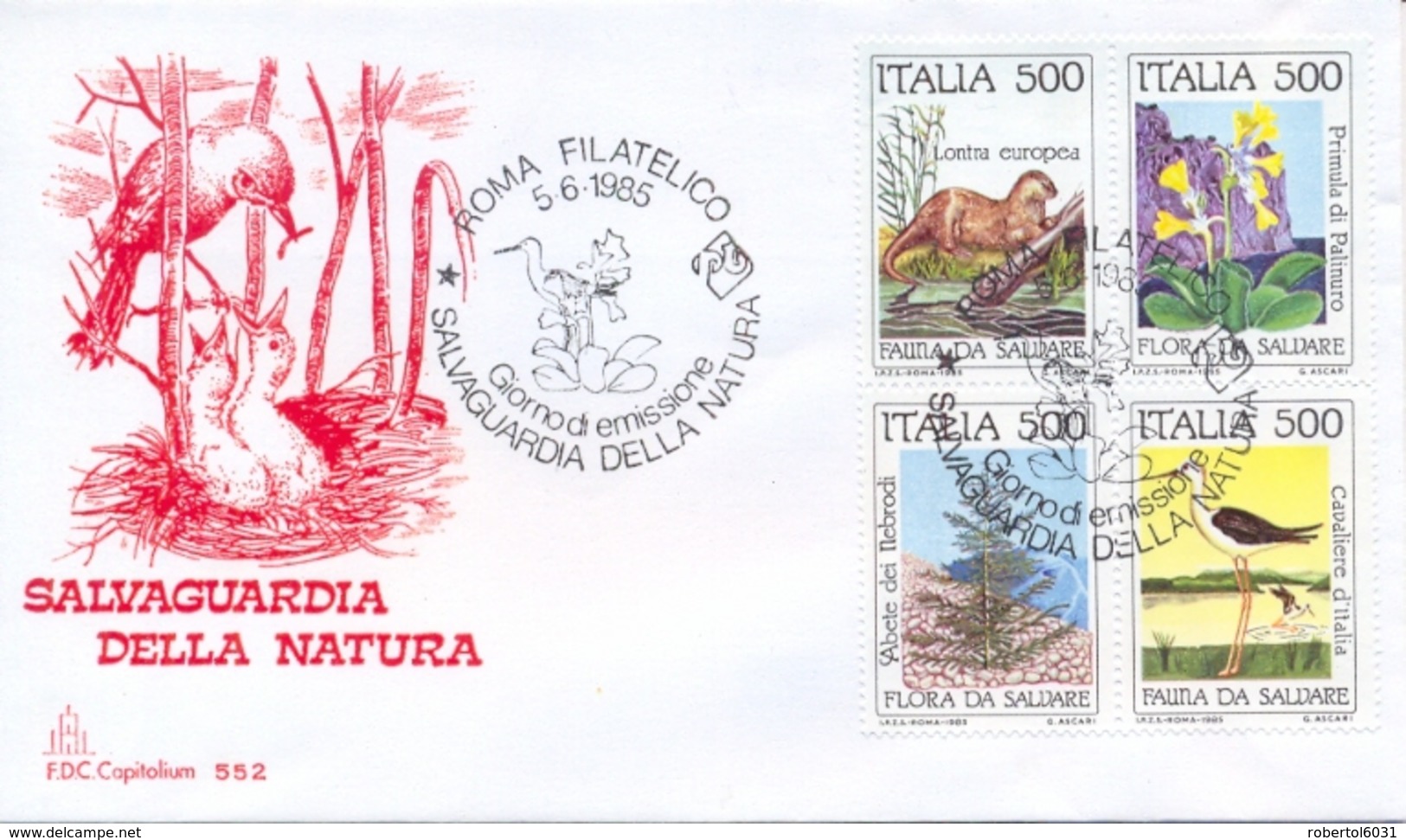 Italy 1985 FDC Flora And Fauna To Be Saved Se-tenant Block 4 X 500 Lire Flora E Fauna Da Salvare - Protezione Dell'Ambiente & Clima