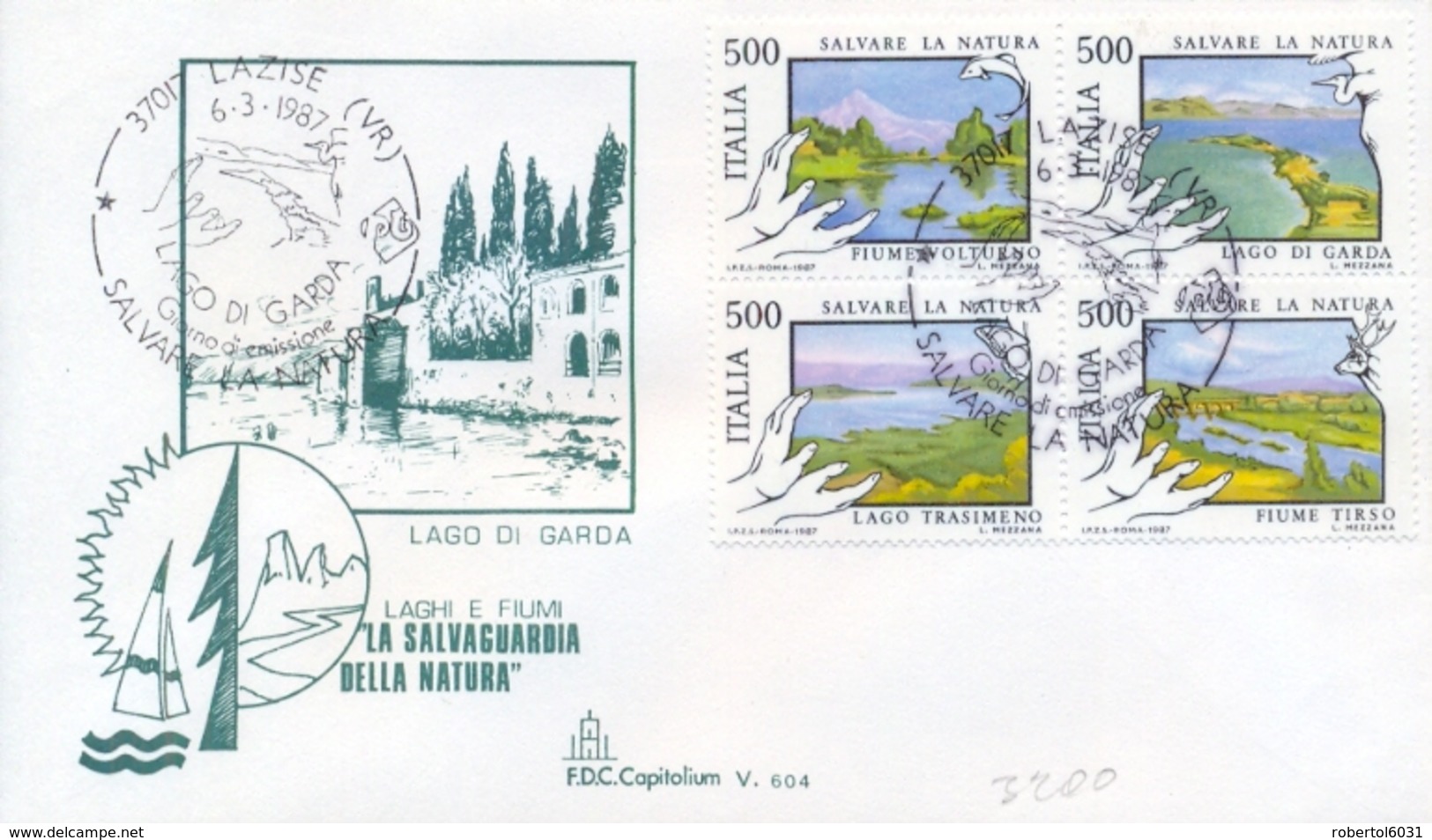 Italy 1987 FDC Protection Of Lakes And Rivers Se-tenant Block 4 X 500 Lire Salvare La Natura Protezione Di Laghi E Fiumi - Protezione Dell'Ambiente & Clima