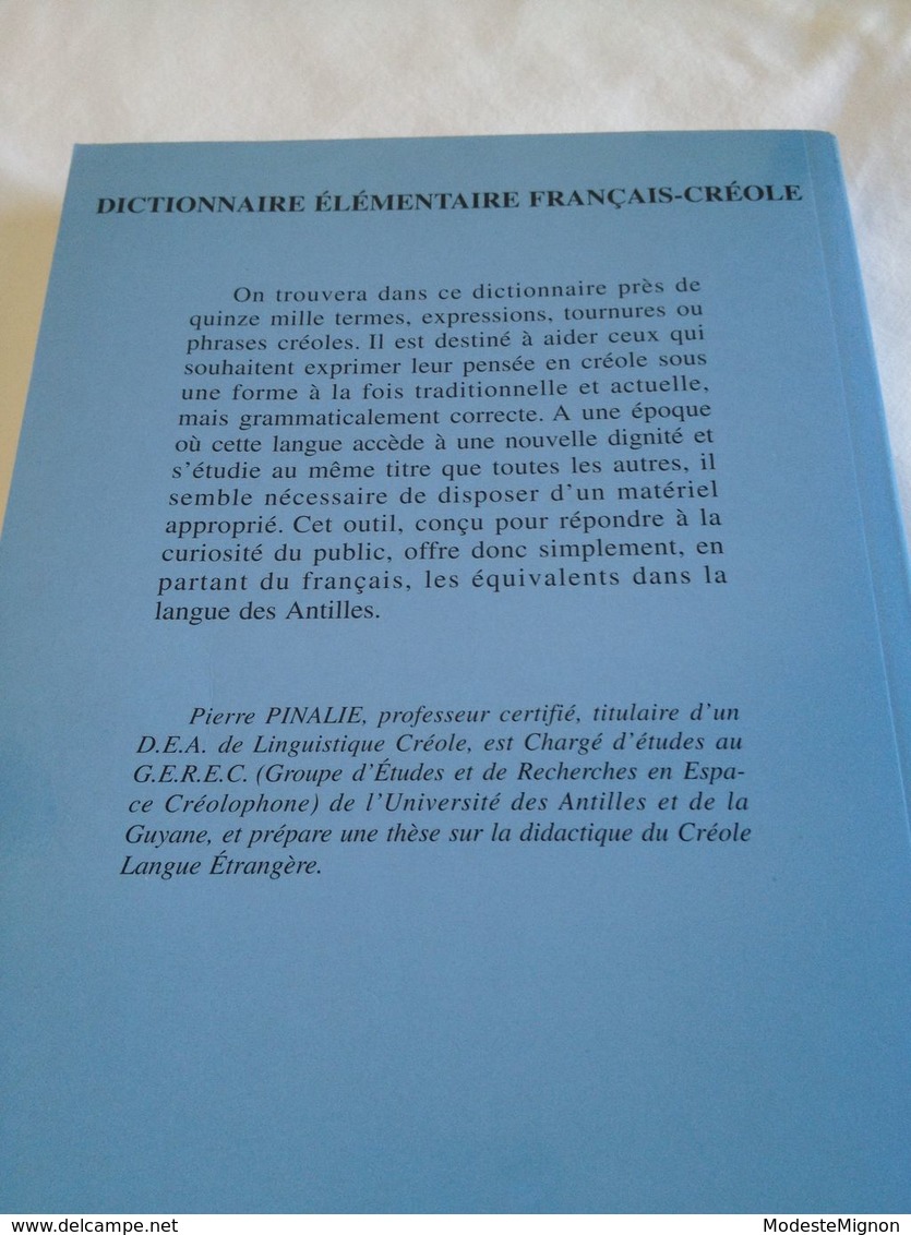 Dictionnaire élémentaire Français - Créole De Pierre Pinalie - Outre-Mer