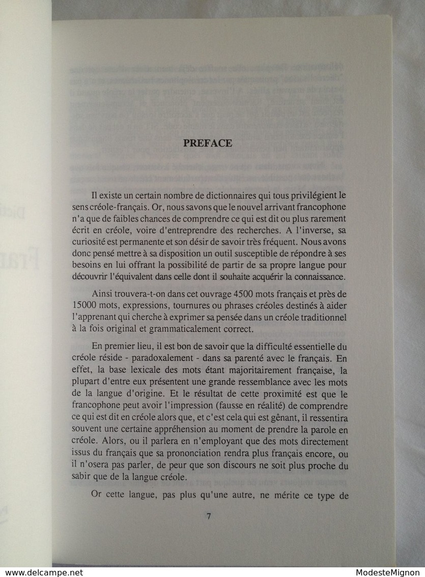 Dictionnaire élémentaire Français - Créole De Pierre Pinalie - Outre-Mer