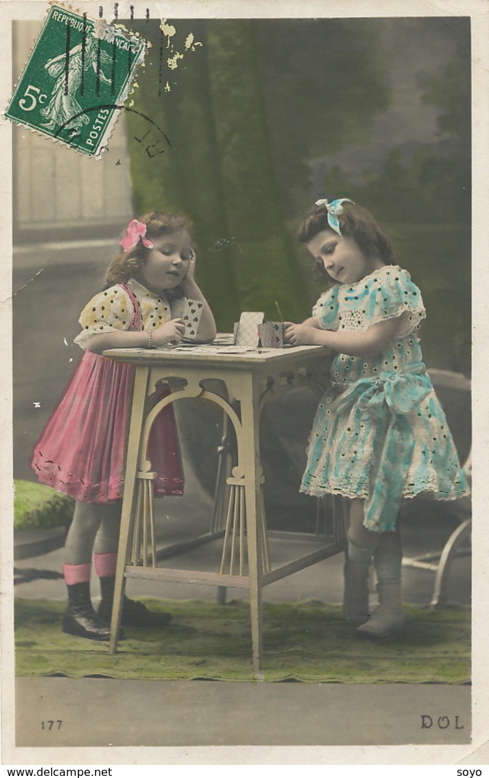 Petites Filles  Jouant Aux Cartes .  . Playing Cards - Playing Cards