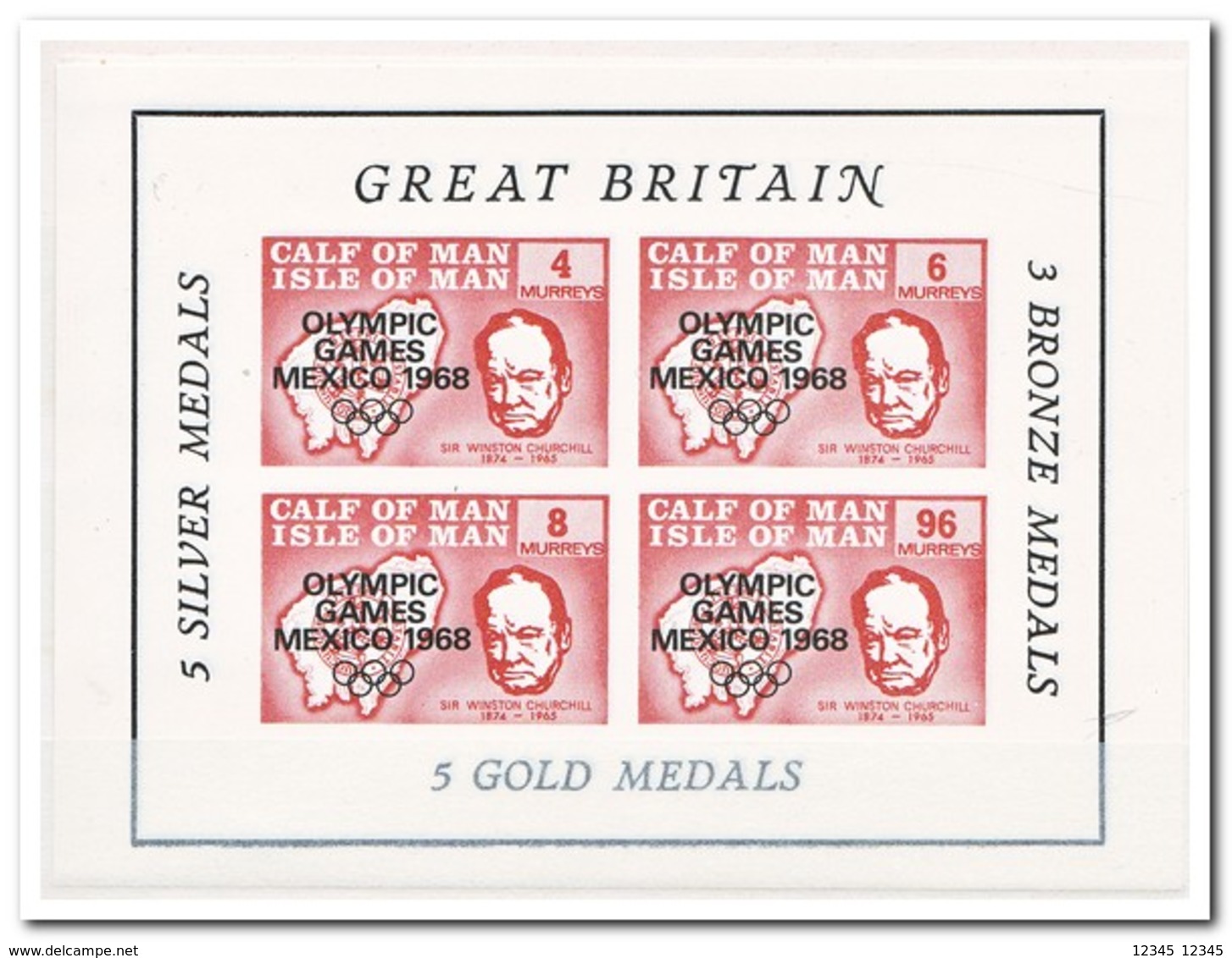 Calf Of Man 1968, Postfris MNH, Churchill, Olympic Games Mexico 1968 - Isla De Man