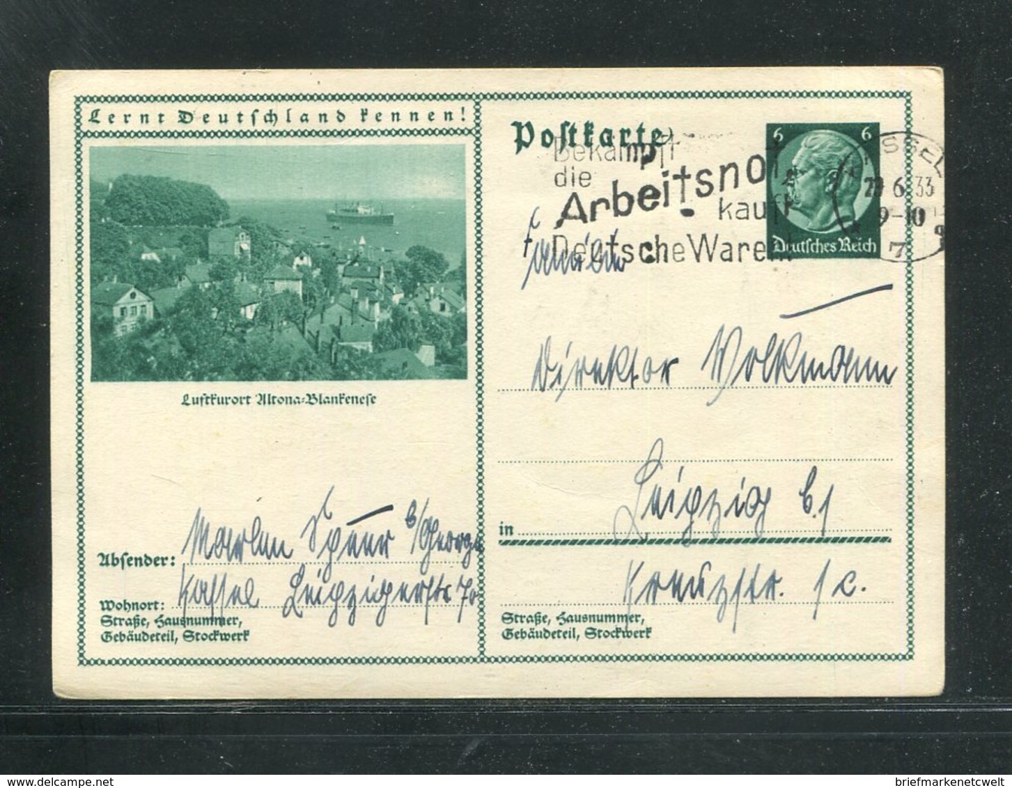 Deutsches Reich / 1933 / Bildpostkarte > ALTONA-BLANKENESE, Masch.-Stempel Kassel "Kauft Deutsche Waren" (17280) - Otros & Sin Clasificación