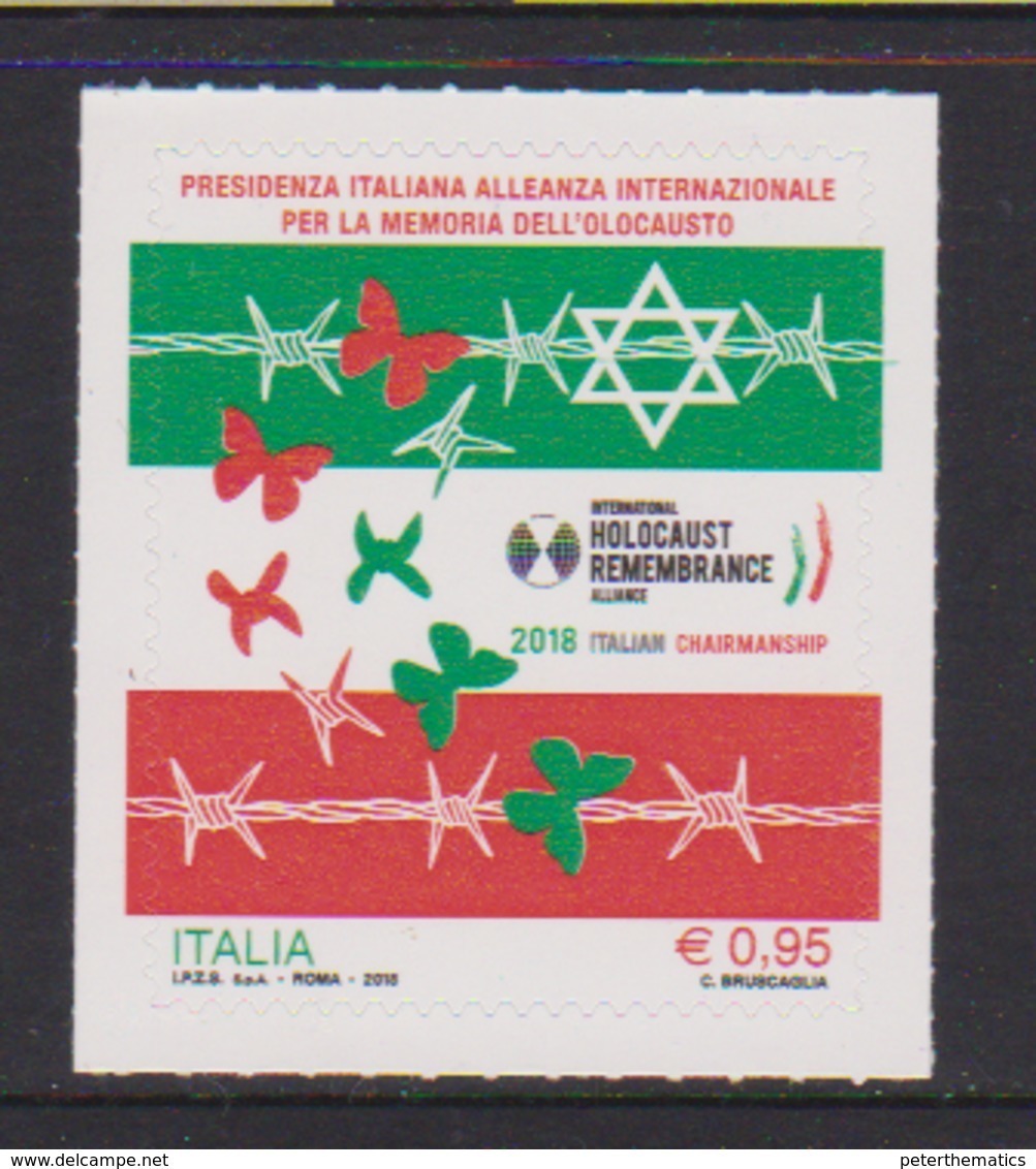 ITALY, 2018, MNH, WWII, HOLOCAUST, BUTTERFLIES, 1v - WW2