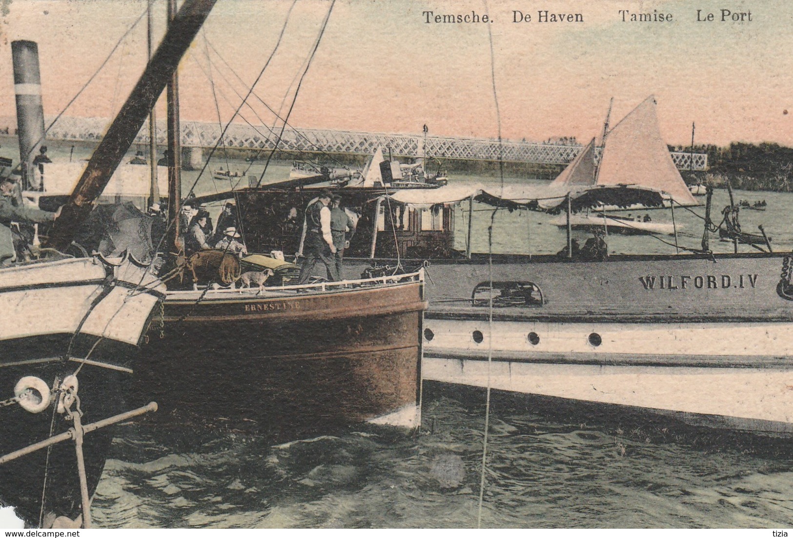 Temsche. De Haven Tamise _Le Port. (Coin Inférieus Déchiré)  Scan - Autres & Non Classés