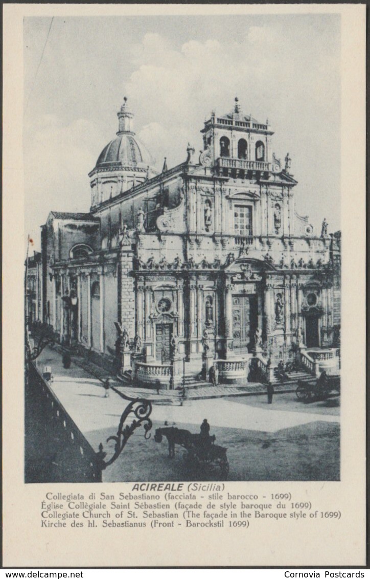 Collegiata Di San Sebastiano, Acireale, C.1910s - Grand Hôtel Des Bains Cartolina - Acireale