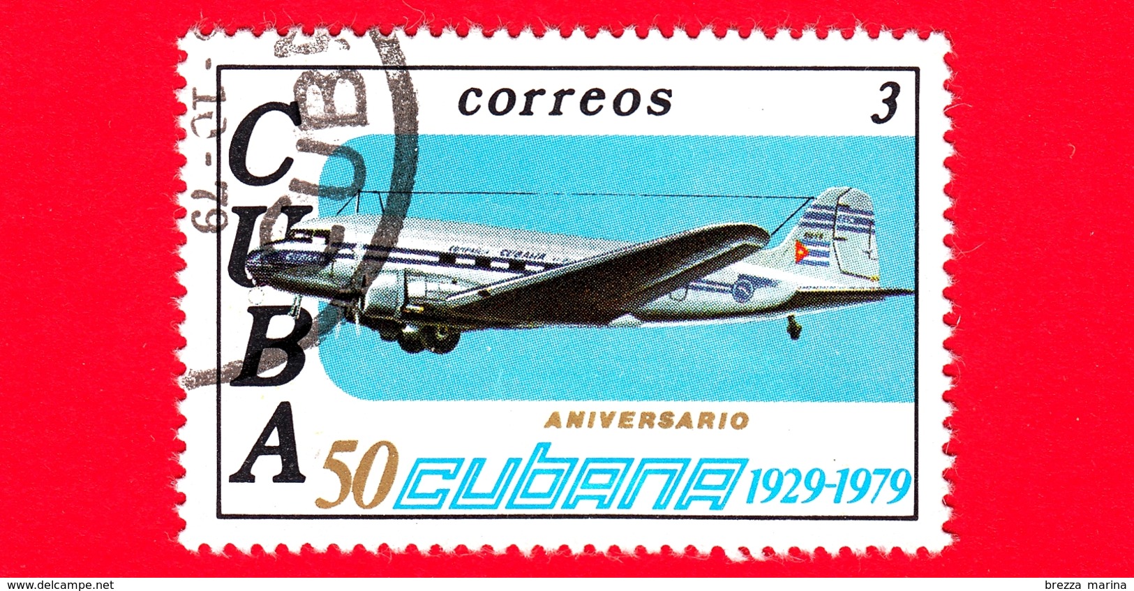 CUBA - Nuovo Obl. - 1979 - 50° Anniversario Delle Linee Aeree Cubane - Aereo - 3 - Nuovi