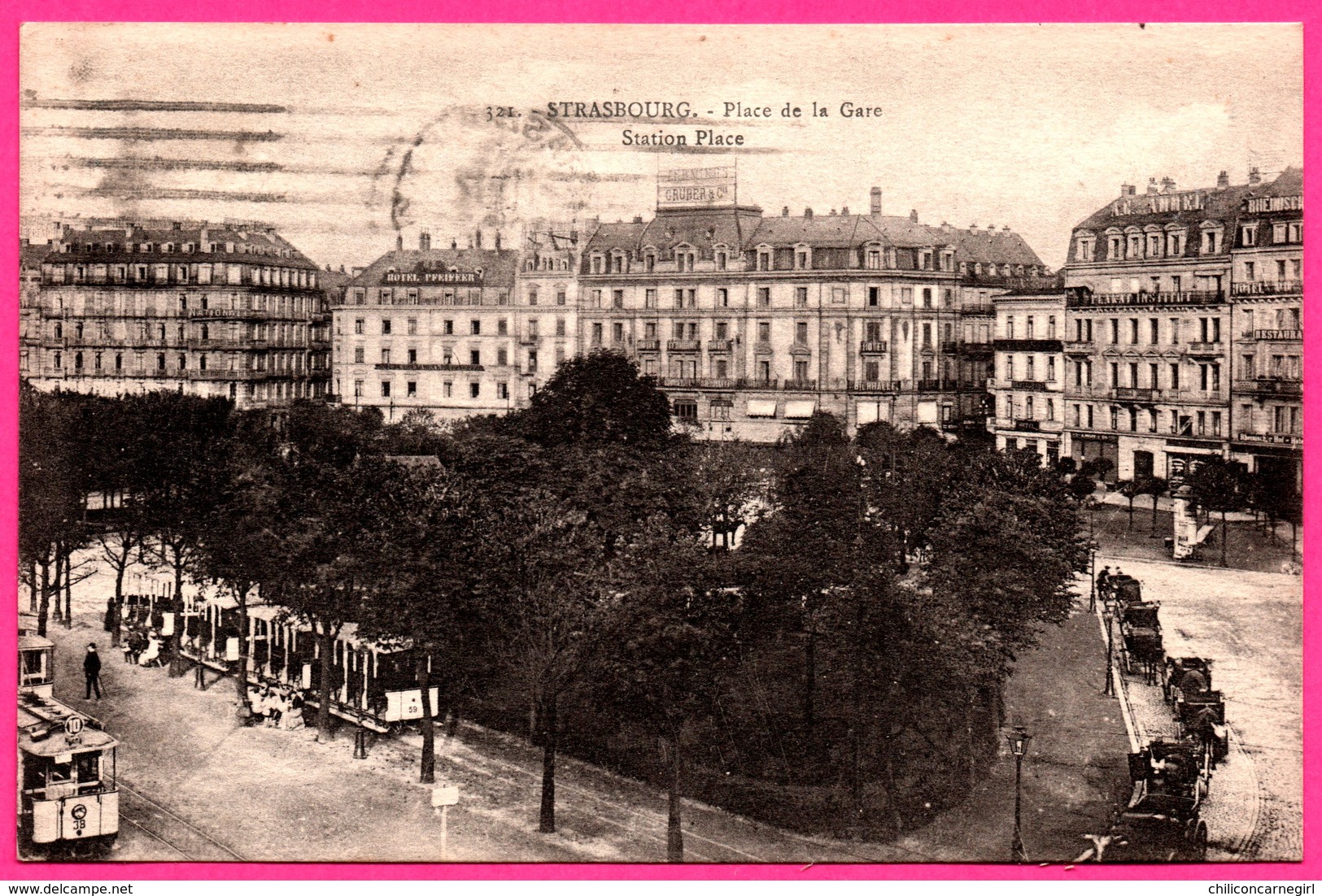 Strasbourg - Place De La Gare - Station Place - Tram - Tramway - Hôtel Pfeiffer - GRUBER Et Co - Animée - Edit. BERGERET - Strasbourg