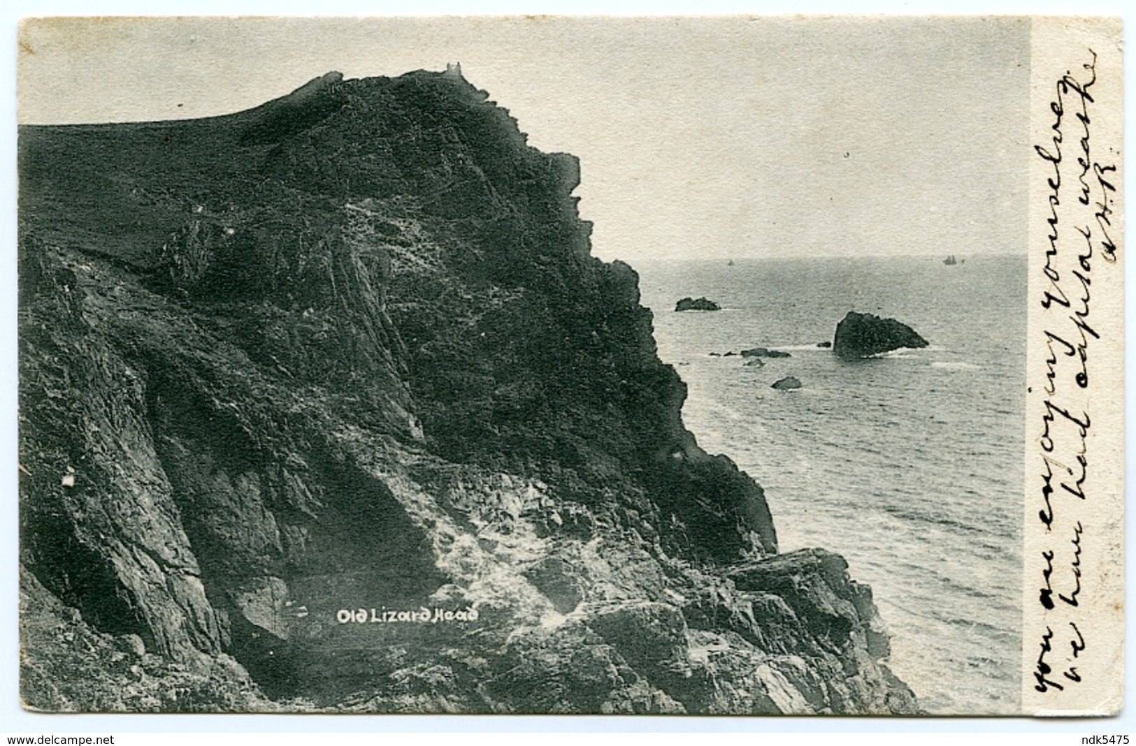 OLD LIZARD HEAD / POSTMARK - THE LIZARD (SQUARE CIRCLE) / ADDRESS - HUNTINGTON SCHOOL, KINGTON, HEREFORDSHIRE - Land's End