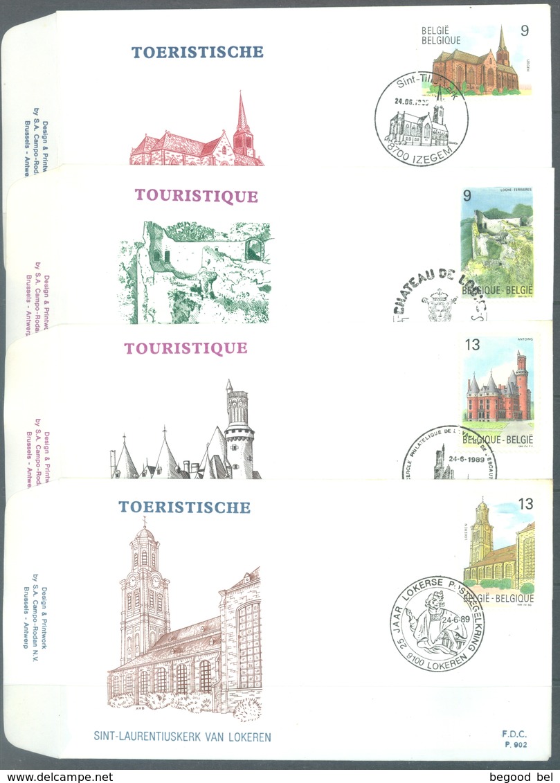 BELGIUM - 24.6.1989 - FDC - TOURISME - COB 2328-2331 RODAN 899-902 - Lot 19634 - 1981-1990