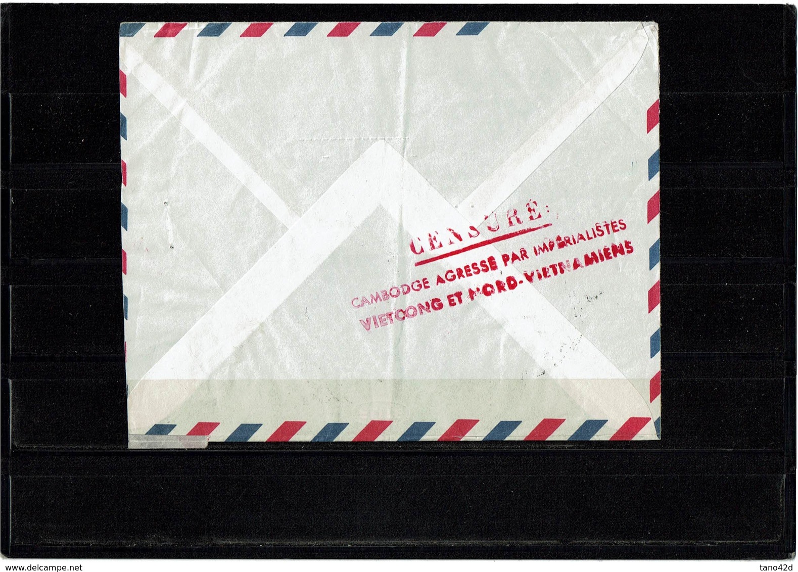 CTN55C - CAMBODGE LETTRE AVION PHNOM-PENH / BAGNOLET 16/7/1970 CENSURE AU VERSO - Cambodja