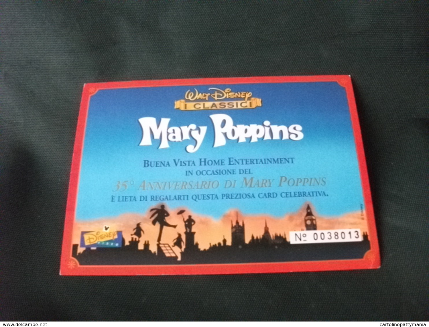 DISNEY MARY POPPINS 35° ANNIVERSARIO CARD CELEBRATIVA PIEGHETTA ANG. - Altri & Non Classificati