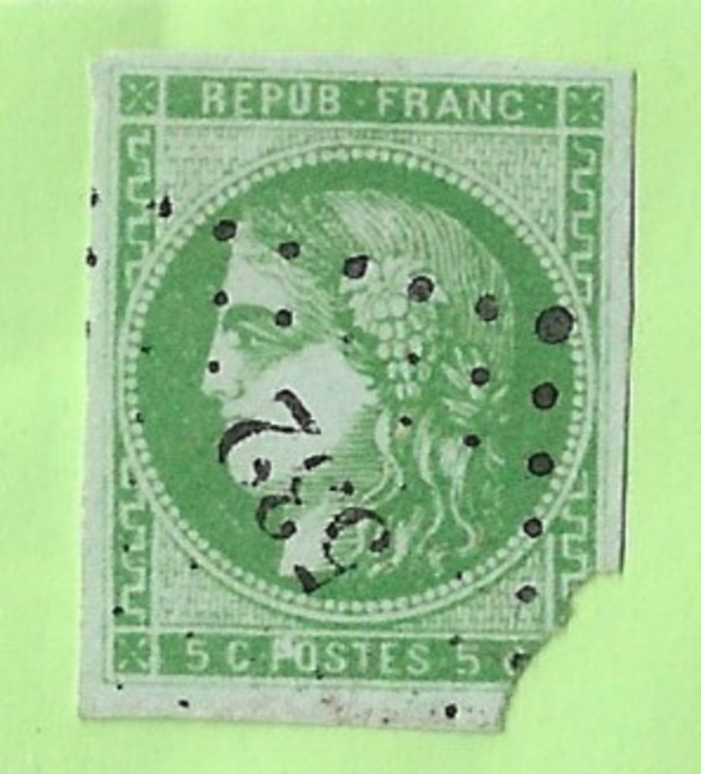 N 42B Emission De Bordeaux 5c Vert 1870 Oblitéré Petit Point Etat Voir Scan - 1870 Emission De Bordeaux