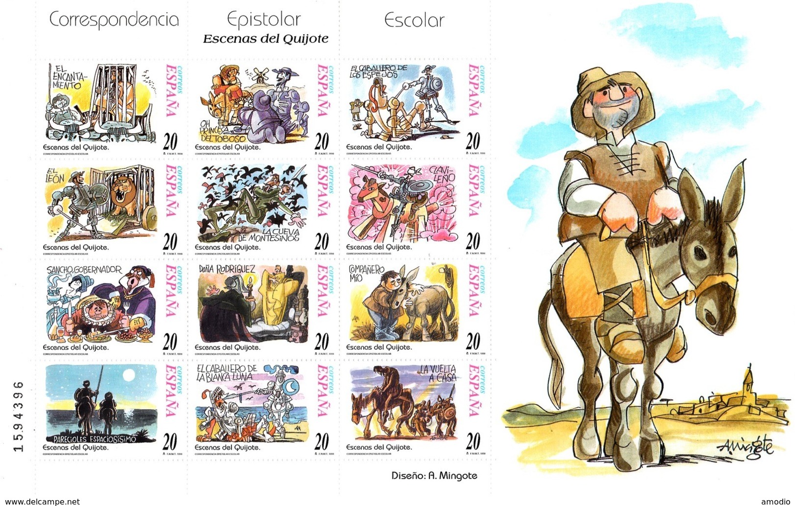 Espagne Feuille 12 TP MP61B  Don Quichote N** - Hojas Conmemorativas