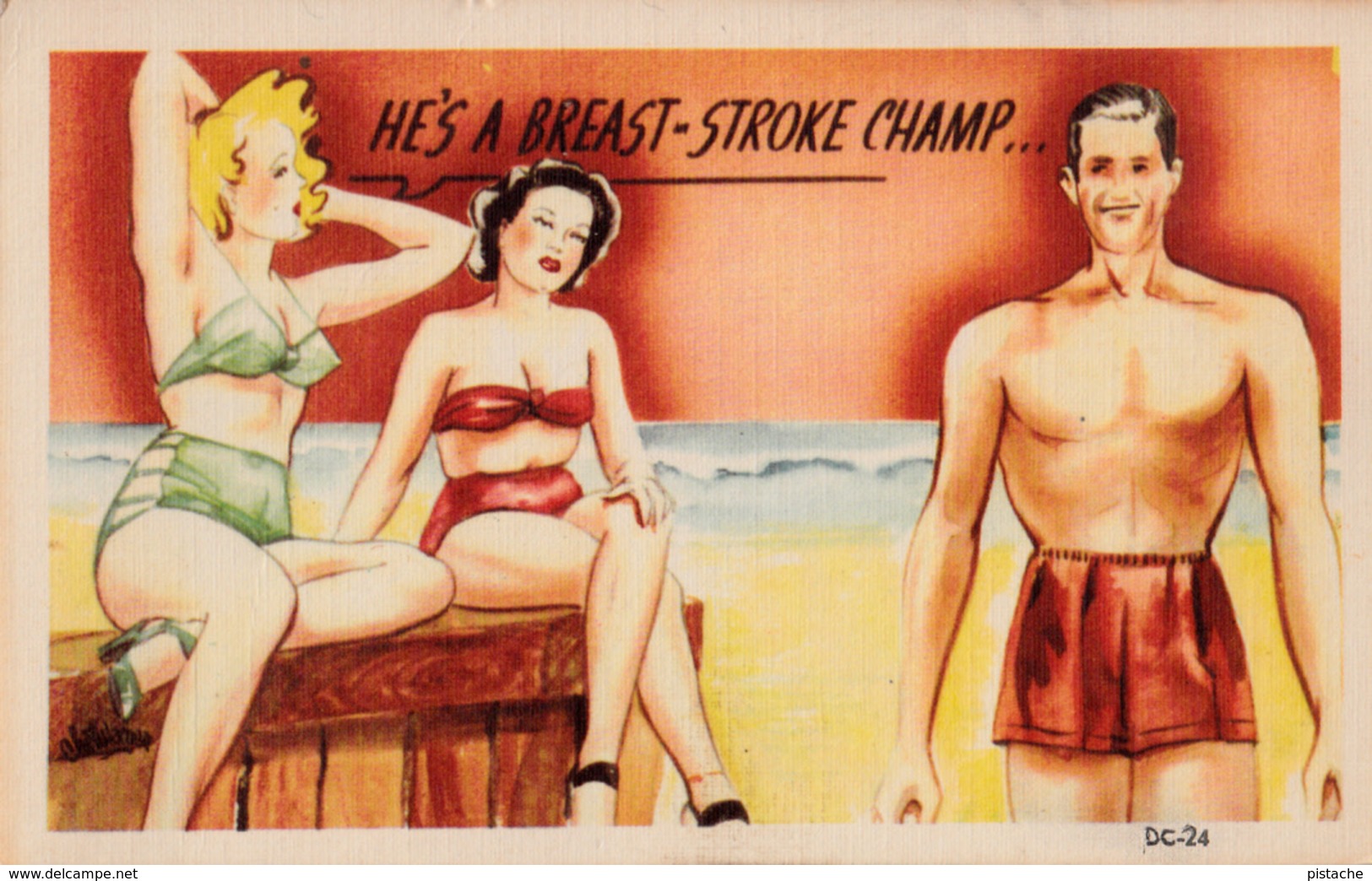 Comics Humor Comic Comique Humour - Sexy Lady And Sexy Man On Beach - No. DC-34 - 2 Scans - Humor