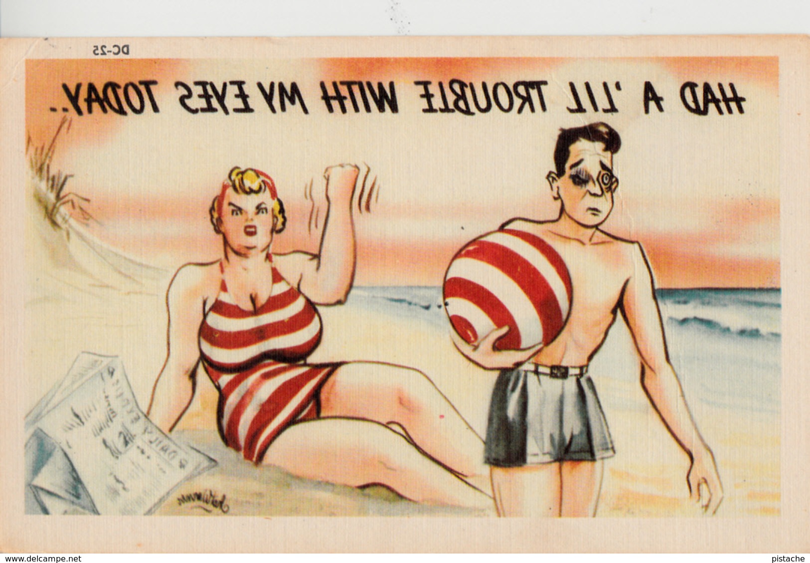 Comics Humor Comic Comique Humour - Sexy Lady And Sexy Man On Beach - No. DC-25 - 2 Scans - Humour