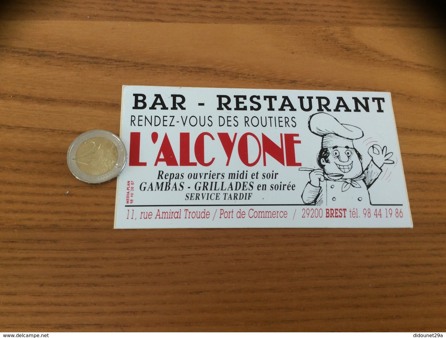 AUTOCOLLANT, Sticker «L’ALCYONE - BAR RESTAURANT - BREST (29) » - Autocollants