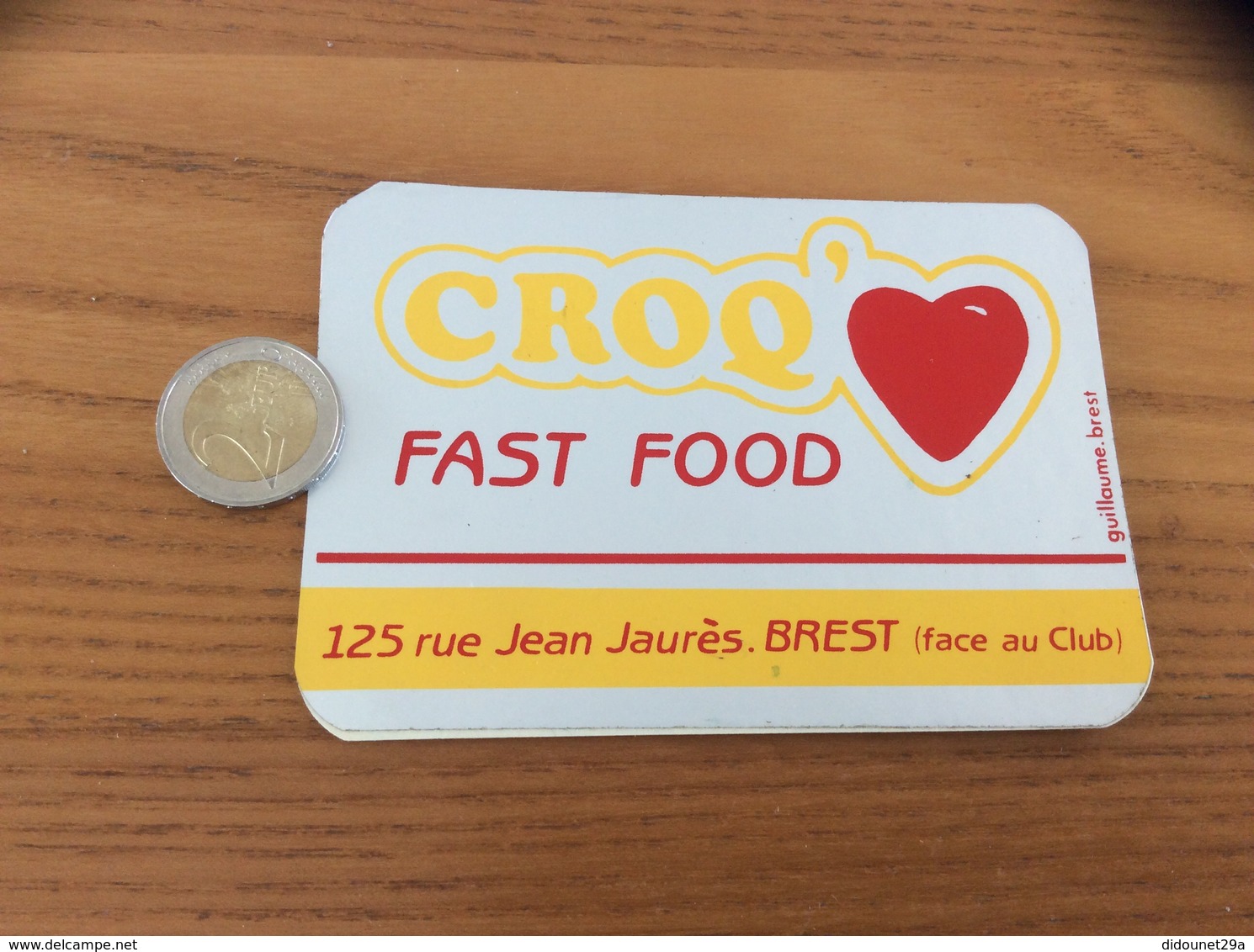 AUTOCOLLANT, Sticker * «CROQ FAST FOOD - BREST (29) » (cœur) - Adesivi