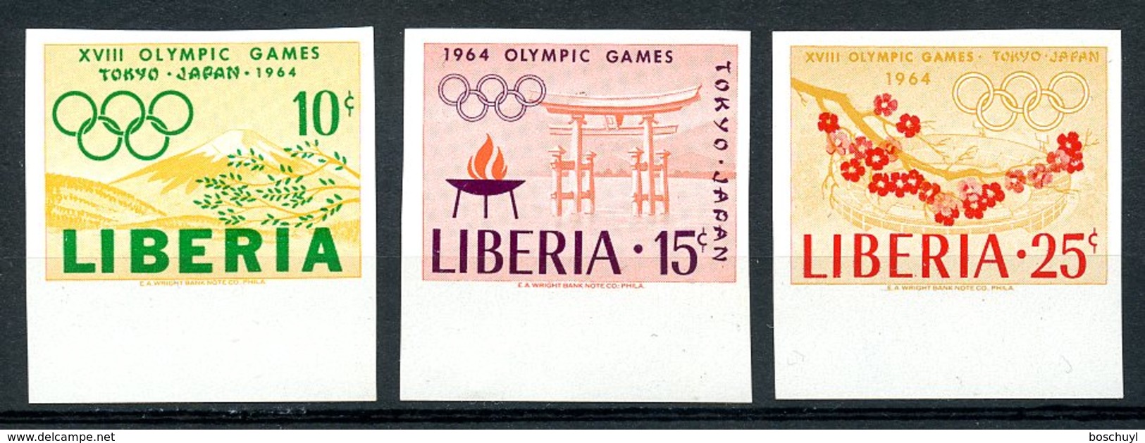 Liberia, 1964, Olympic Summer Games Tokyo, Sports, MNH Imperforated, Michel 623-625B - Liberia