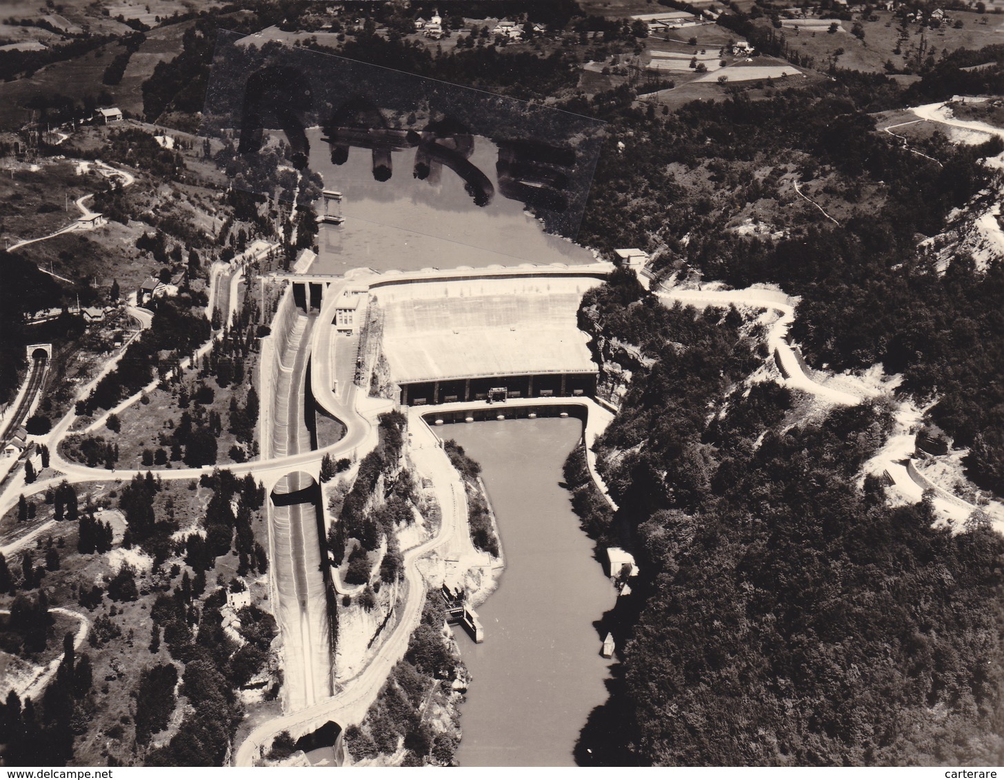 PHOTO ANCIENNE,01,AIN,RHONE,BARRAGE DE GENISSIAT,CENTRALE HYDRO ELECTRIQUE,RARE,VUE AERIENNE - Places