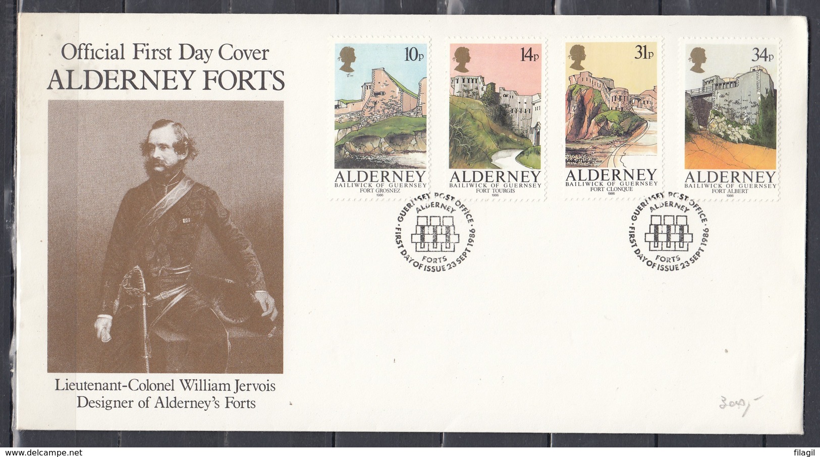 First Day Cover Van Guernsey Post Office First Day Of Issue 23/9/1986 - Alderney