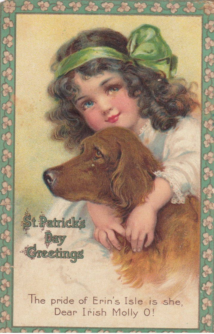 SAINT-PATRICK'S DAY ; Girl & Dog , Artist BRUNDAGE , 00-10s - Saint-Patrick