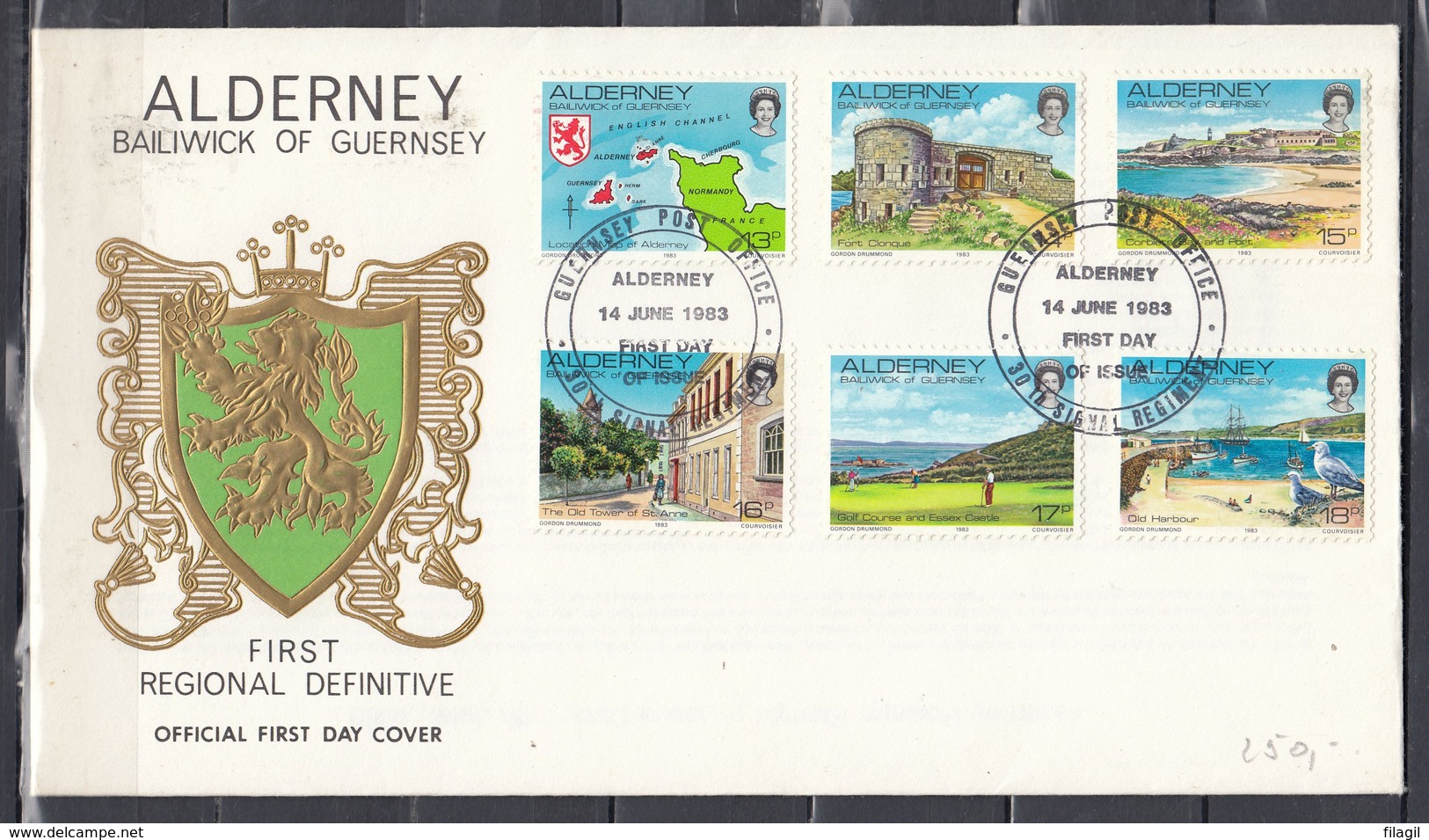 First Day Cover Van First Regional Definitive 30th Signal Regiment 14 June 1983 - Alderney