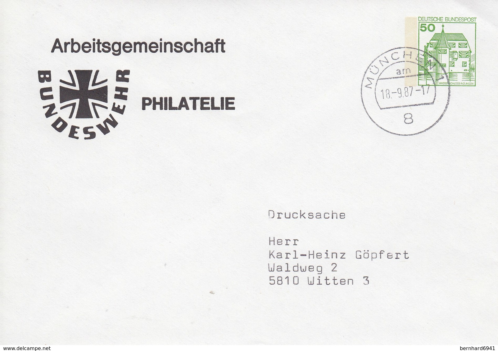 PU 113/12  Arbeitsgemeinschaft Philatelie - Bundeswehr, München 1 - Enveloppes Privées - Oblitérées