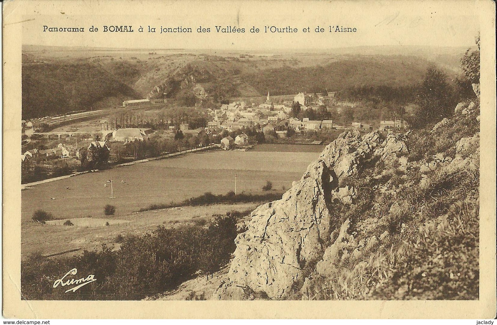 Panorama De Bomal à La Jonction Des Vallées De L' Ourthe Et De L' Aisne .      (2 Scans) - Durbuy