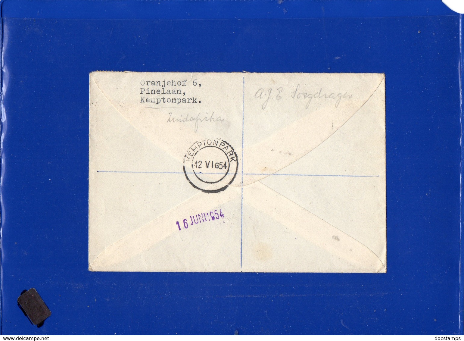 ##(DAN197)-Postal History-South Africa 1954-Airmail Registered Cover From Kempton Park To Enschede-Holland - Storia Postale