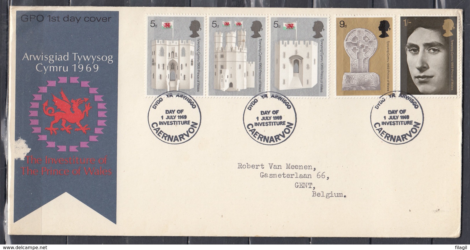1St Day Cover The Investiture Of The Prince Of Wales  Caernarvon (589) - Lettres & Documents