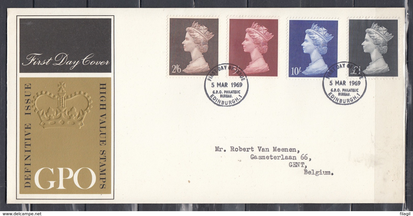 First Day Cover Definitive Issue High Value Stamps Edingburgh (592) - Lettres & Documents