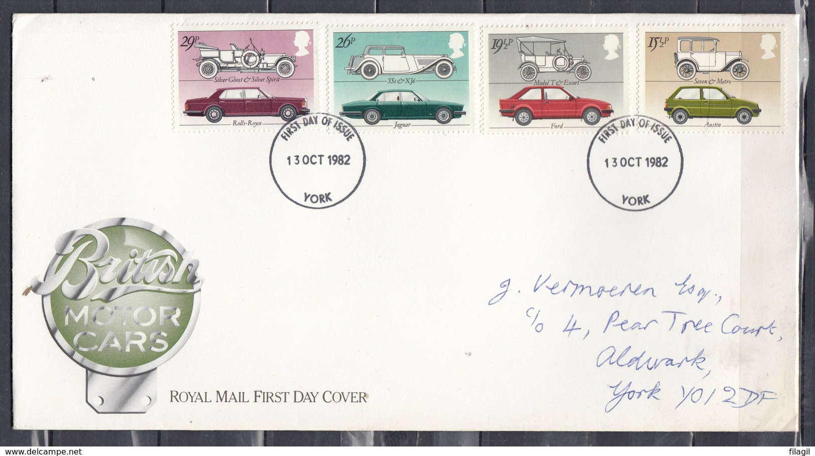 FDC British Motor Cars York 13 OCT 1982 (595) - Brieven En Documenten