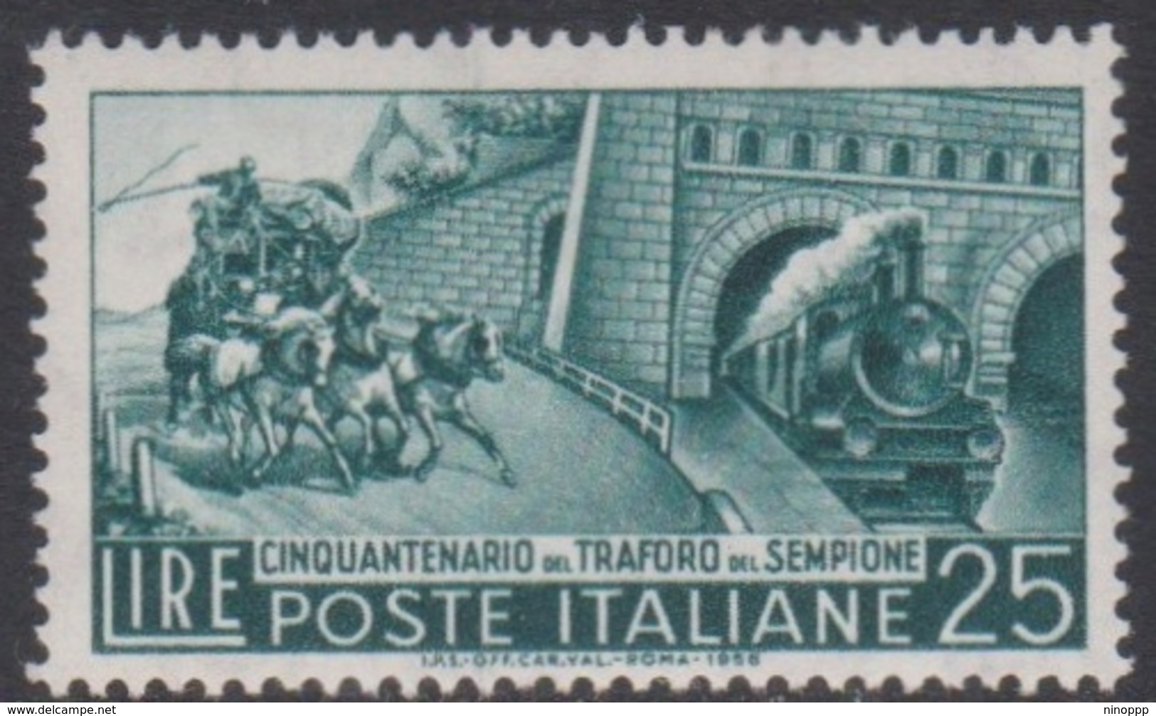 Italy Republic S 797 1956 50th Anniversary Of Simpion Tunnel, Mint Never Hinged - 1946-60: Ungebraucht